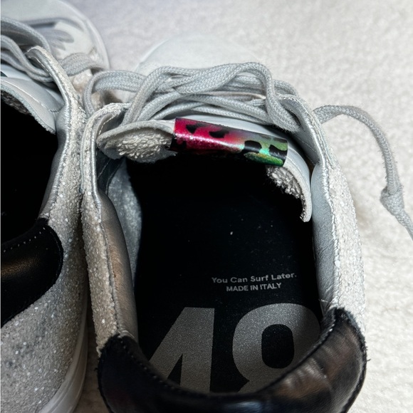 P448 John Sneakers. US Sz 7 (Italy Sz 37). Sparkly white & multi colored trim. - Picture 3 of 8